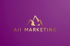It is a golden mountain with lettering and a purple background.